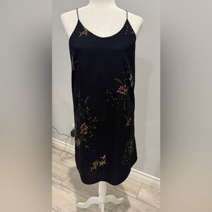 Dalia Navy Dress with Floral Accents